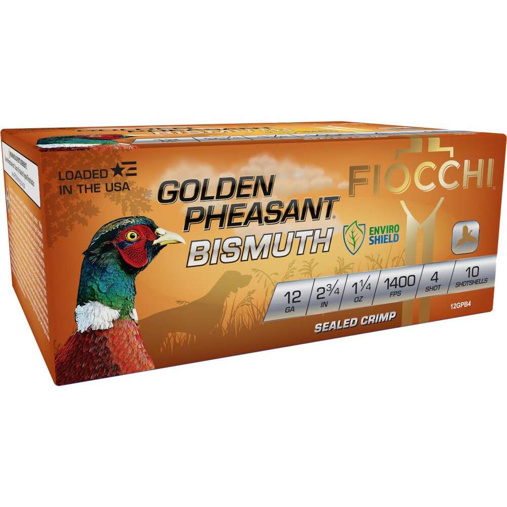 Ammunition Fiocchi Ammunition Ready Series 12Gauge2.75" GOLDEN PHEASANT BISMUTH 12ga 2 3/4" 1 1/4oz #4 SHOT 10RD/Box 1400 fps